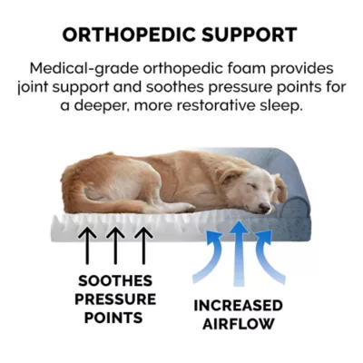 FurHaven Plush & Almond Print Orthopedic Deluxe L-Chaise Pet Bed For Dogs & Cats - Image 9