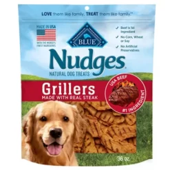 New! BLUE Nudges Blue Buffalo Nudges Grillers Natural Dog Treats, Steak, 36 Oz. Bag
