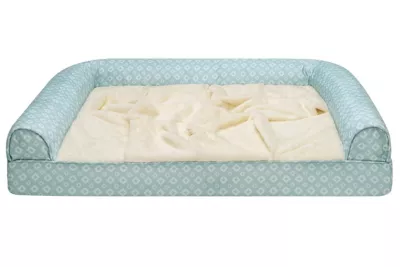 FurHaven Plush Fur & Diamond Print Nest Top Full Support Orthopedic Foam Sofa Dog Bed - Image 2