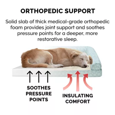 FurHaven Plush Fur & Diamond Print Nest Top Full Support Orthopedic Foam Sofa Dog Bed - Image 5