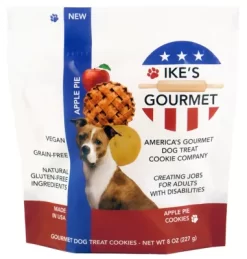 Ike's Gourmet Apple Pie Dog Treat Cookies - Vegan Grain & Gluten Free, Real Fruit Shortbread Cookies