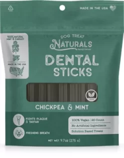 Dog Treat Naturals Chickpea & Mint Dental Sticks, 20ct