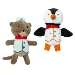 FurHaven Dapper Dandies Plush Dog Toy Set - Nautical Collection - Otter & Puffin (2 Pack)